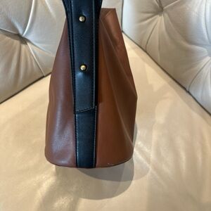 Anthropologie Brown and Black Faux Leather Tote